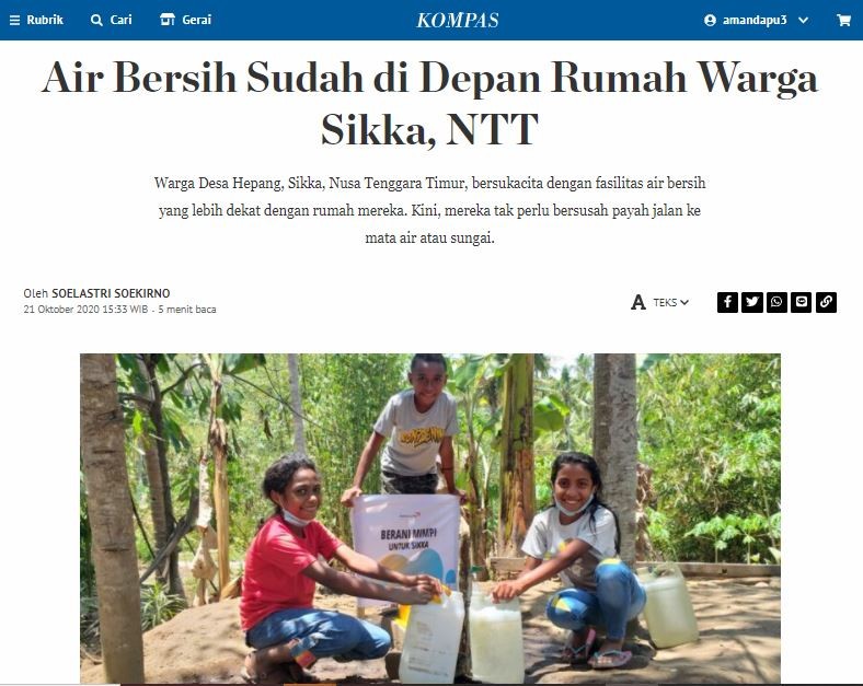 Air Bersih Sudah di Depan Rumah Warga Sikka, NTT