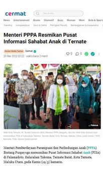 Menteri PPPA Resmikan Pusat Informasi Sahabat Anak di Ternate