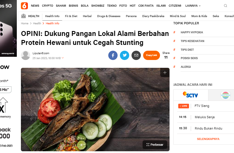 OPINI: Dukung Pangan Lokal Alami Berbahan Protein Hewani untuk Cegah Stunting