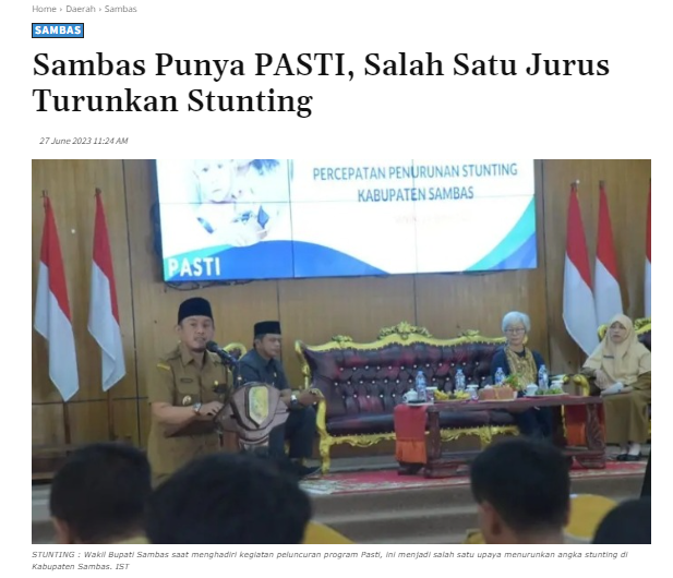 Sambas Punya PASTI, Salah Satu Jurus Turunkan Stunting