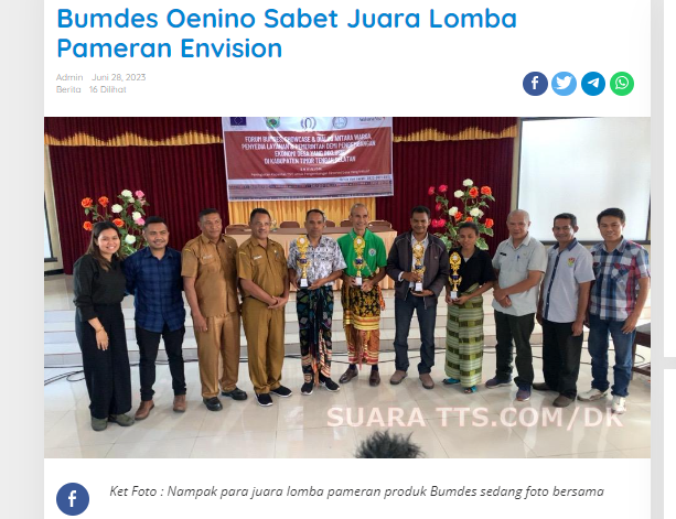 Bumdes Oenino Sabet Juara Lomba Pameran Envision