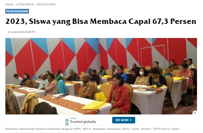 2023, Siswa yang Bisa Membaca Capai 67,3 Persen