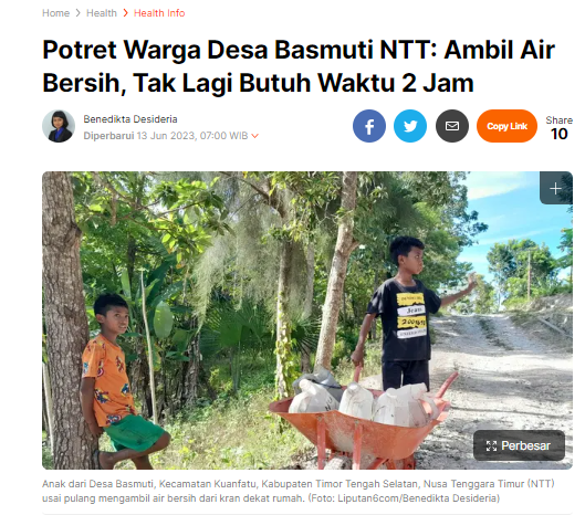 Potret Warga Desa Basmuti NTT: Ambil Air Bersih, Tak Lagi Butuh Waktu 2 Jam