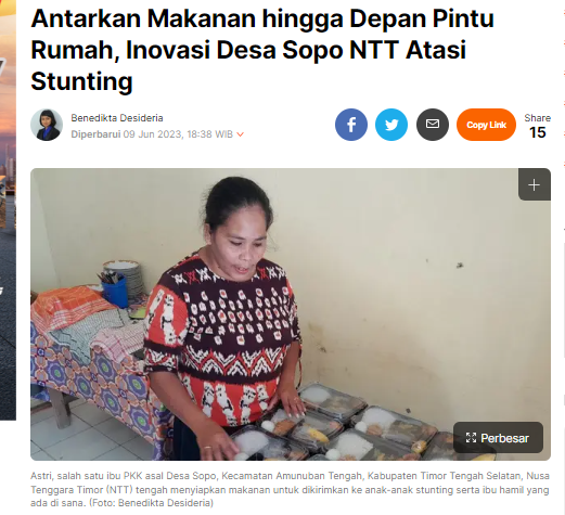 Antarkan Makanan hingga Depan Pintu Rumah, Inovasi Desa Sopo NTT Atasi Stunting