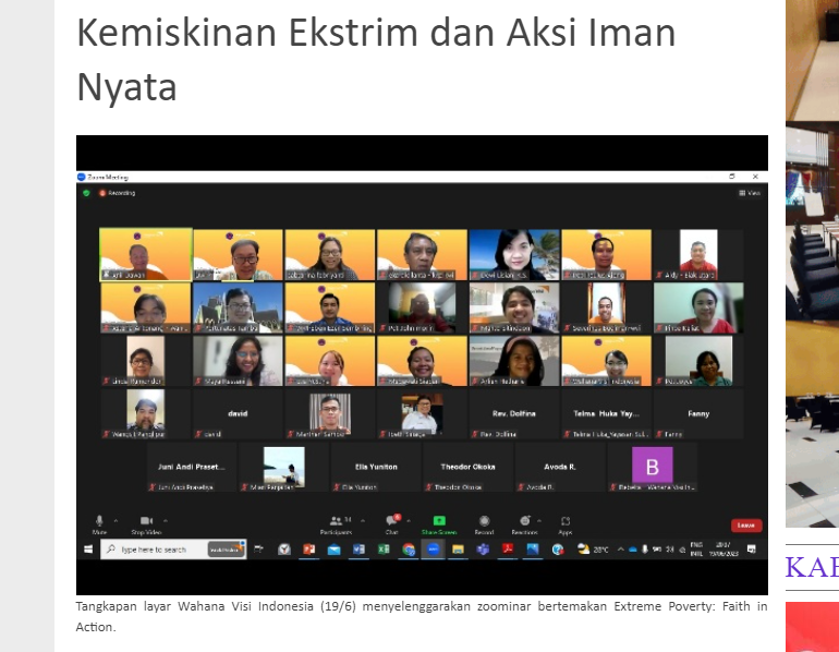 Kemiskinan Ekstrim dan Aksi Iman Nyata