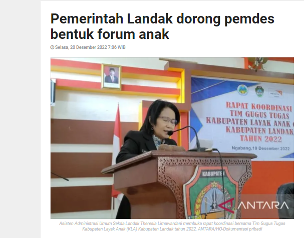 Pemerintah Landak Dorong Pemdes Bentuk Forum Anak