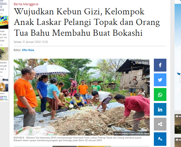 Wujudkan Kebun Gizi, Kelompok Anak Laskar Pelangi Topak dan Orang Tua Bahu Membahu Buat Bokashi