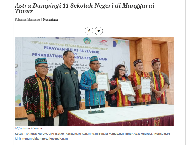 Astra Dampingi 11 Sekolah Negeri di Manggarai Timur