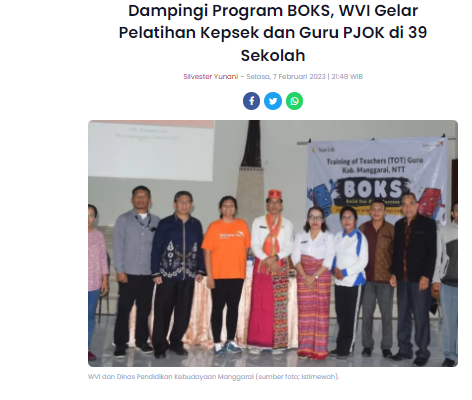 Dampingi Program BOKS, WVI Gelar Pelatihan Kepsek dan Guru PJOK di 39 Sekolah