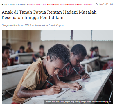 Anak di Tanah Papua Rentan Hadapi Masalah Kesehatan hingga Pendidikan