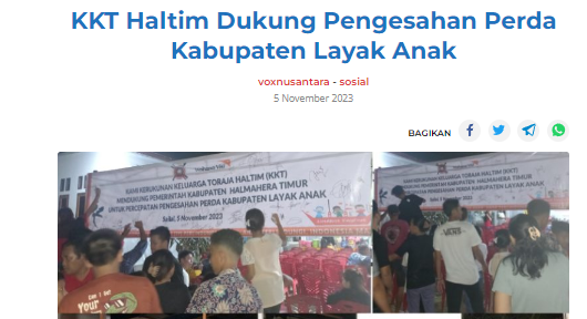 KKT Haltim Dukung Pengesahan Perda Kabupaten Layak Anak