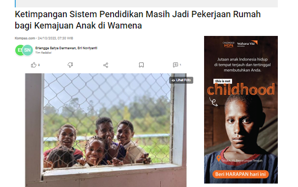 Ketimpangan Sistem Pendidikan Masih Jadi Pekerjaan Rumah bagi Kemajuan Anak di Wamena 