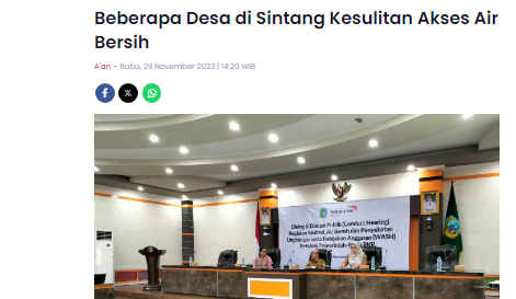 Beberapa Desa di Sintang Kesulitan Akses Air Bersih