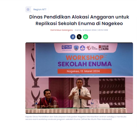 Dinas Pendidikan Alokasi Anggaran untuk Replikasi Sekolah Enuma di Nagekeo